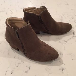 Brown suede booties